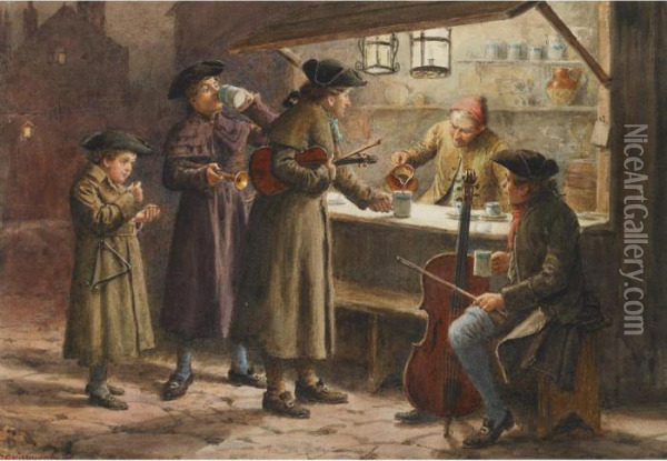 At The Tavern Oil Painting - George Goodwin Kilburne