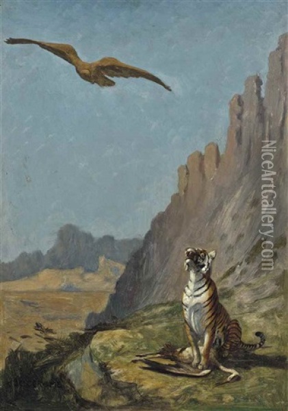 Tigre Et Vautour Oil Painting - Jean-Leon Gerome