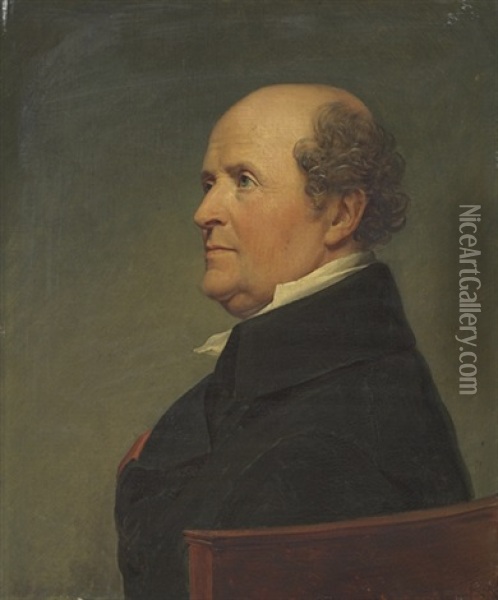 Portrait Of A Doctor Dubois, Bust-length, In A Blue Coat Oil Painting - Francois Pascal Simon Gerard