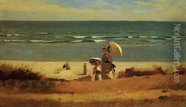On the Beach, Marshfield Oil Painting - Winslow Homer