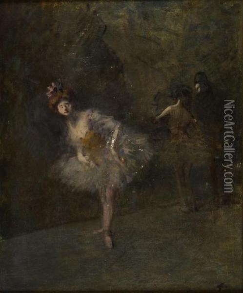 Ballerines Dans Les Coulisses Oil Painting - Jean-Louis Forain