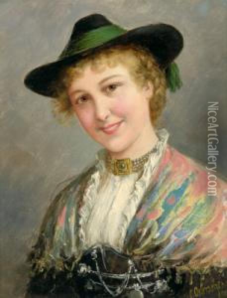 Junge Frau In Tracht Oil Painting - Carl Ostersetzer