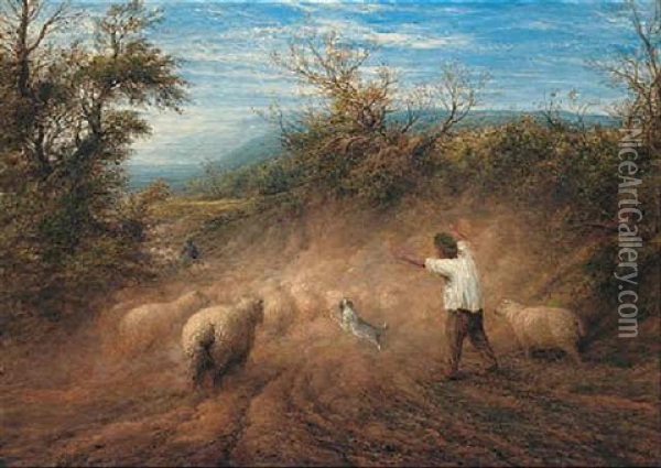The Dusty Road Oil Painting - John Linnell