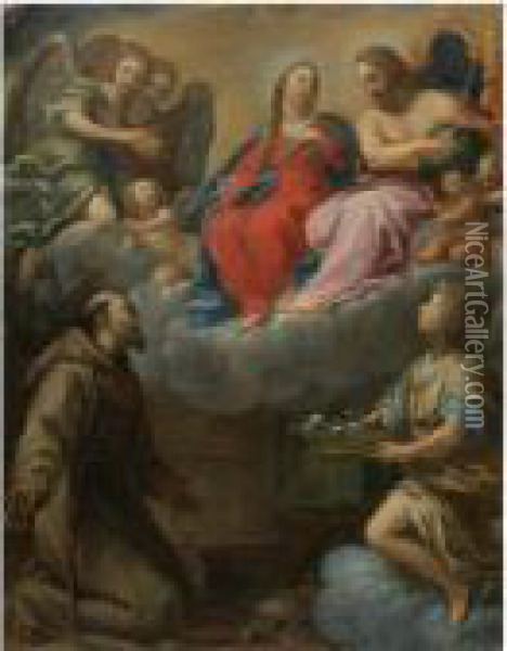 The Vision Of Saint Francis Oil Painting - Francesco Albani