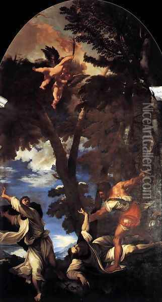 The Death of St Peter Martyr 2 Oil Painting - Tiziano Vecellio (Titian)