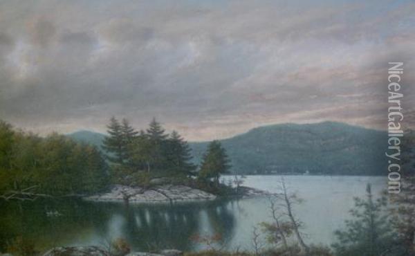 Mountain Lake Oil Painting - Louis Grube
