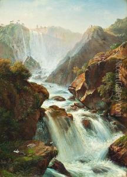 Wasserfall Bei Terni, Italien Oil Painting - Carl Friedrich Seiffert