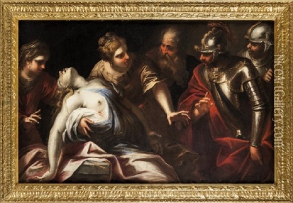 La Morte Di Lucrezia Oil Painting - Bartolomeo Biscaino