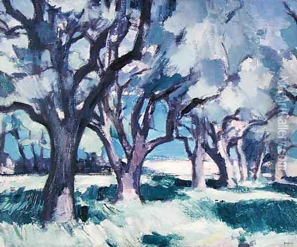 Trees, Antibes, 1928 Oil Painting - Samuel John Peploe