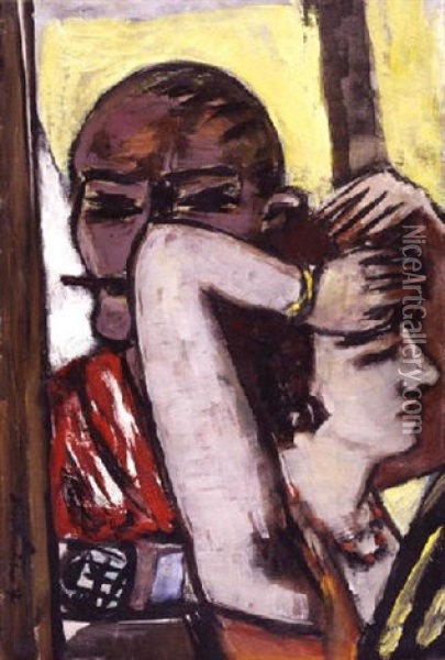 Paar Am Fenster (couple By The Window) Oil Painting - Max Beckmann