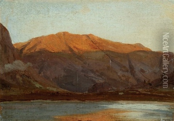 Paesaggio Montano Con Lago Oil Painting - Uberto dell' Orto