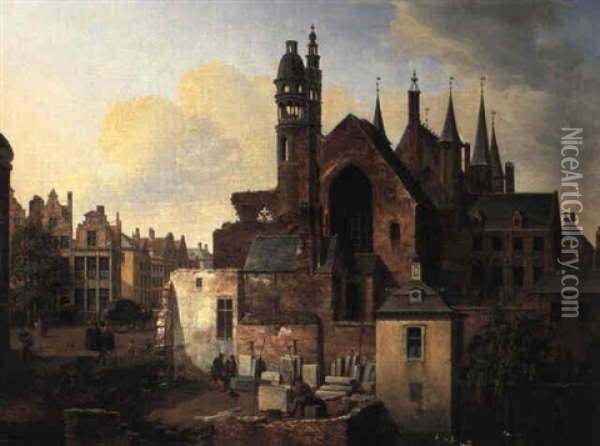 View Of A Dutch Town Oil Painting - Pierre Francois de Noter