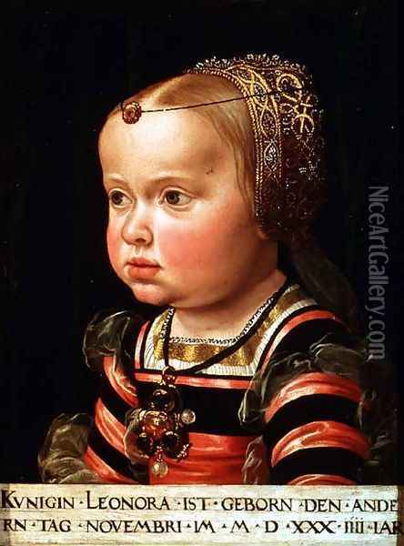 Archduchess Eleanor of Mantua 1534-94, aged two Oil Painting - Jacob Seisenegger