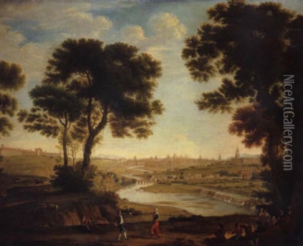 A View Of The City Of Dublin From Chapelizod Oil Painting - Joseph Tudor