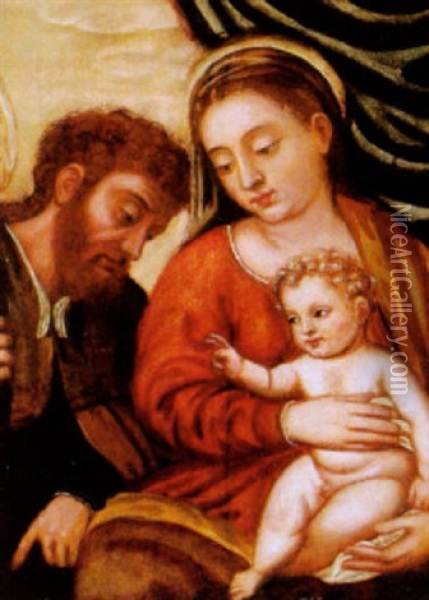 La Sacra Famiglia Oil Painting - Polidoro da Lanciano