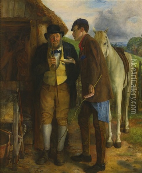A Question Of Money Oil Painting - Erskine Nicol