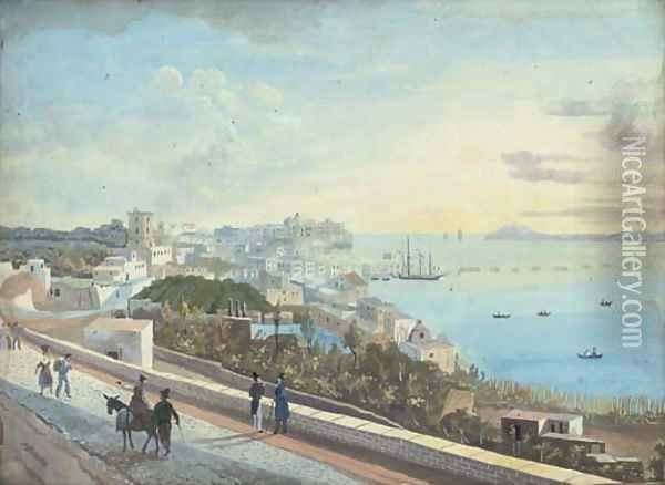 View over the Bay of Naples Oil Painting - Neapolitan School