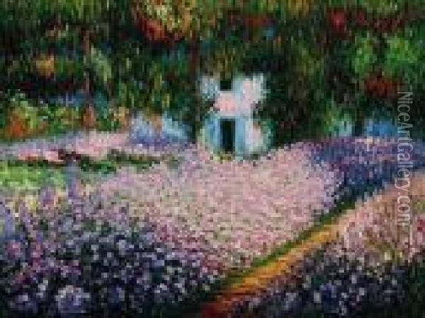 Artist's Garden At Giverny Oil Painting - Claude Oscar Monet
