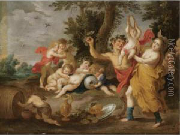 A Bacchanal Oil Painting - Victor Wolfvoet