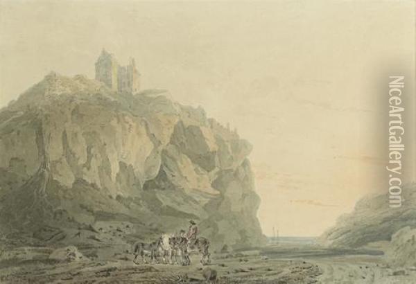 Dunotter Castle, Kincardineshire Oil Painting - Thomas Girtin