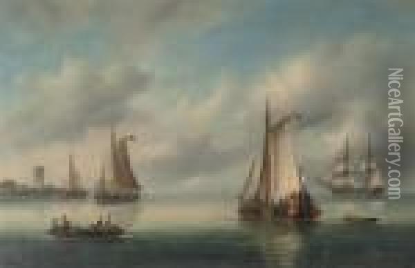Shipping On A Calm Oil Painting - Govert Van Emmerik