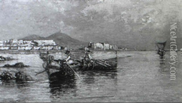 Blick Auf Die Bucht Von Neapel Oil Painting - Giuseppe Carelli