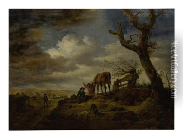 Rabbit Huntsmen On Their Way Home Oil Painting - Philips Wouwerman
