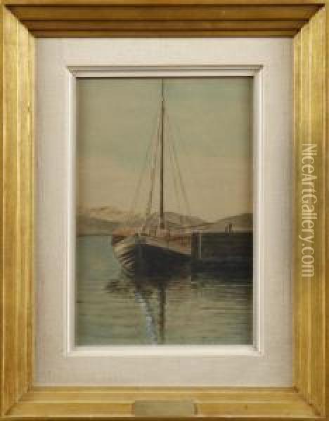 Jakten Eduard Vid Sandviksbryggan Oil Painting - Carl Wilhelmsson