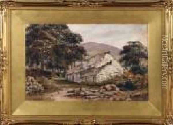 A Welsh Cottage Oil Painting - William James Muller