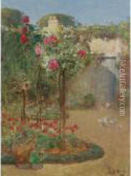Rose Garden Oil Painting - Frederick Childe Hassam
