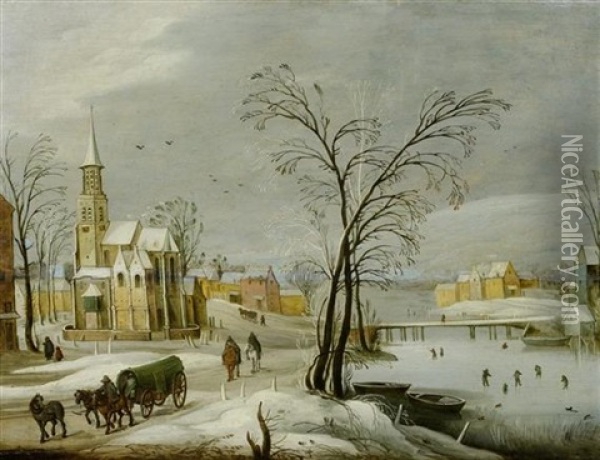 Winterlandschaft Mit Einer Kirche Oil Painting - Joos de Momper the Younger