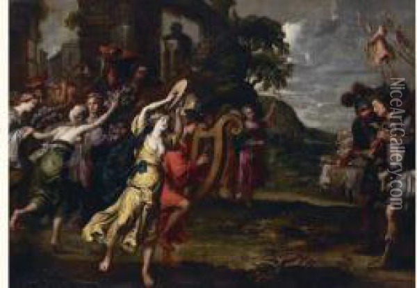 L'arrivee Triomphale De David A Jerusalem Oil Painting - Pauwel Casteels