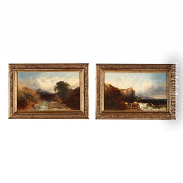 Pair Of Landscapes Oil Painting - Joseph Horlor