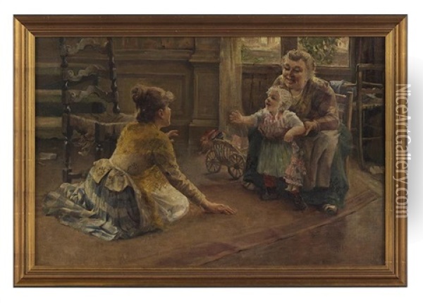 The First Steps Oil Painting - Charles John Arter