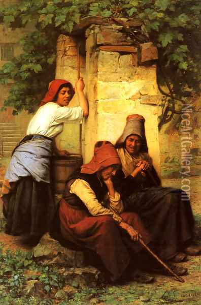 At The Well Oil Painting - Jacques-Eugene Feyen