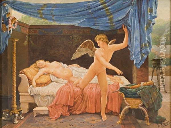 Venere E Cupido Oil Painting - Luigi Crosio