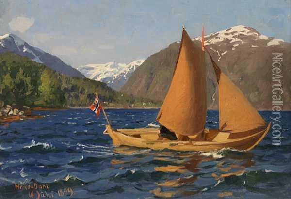 Frisk Seilas Oil Painting - Hans Dahl