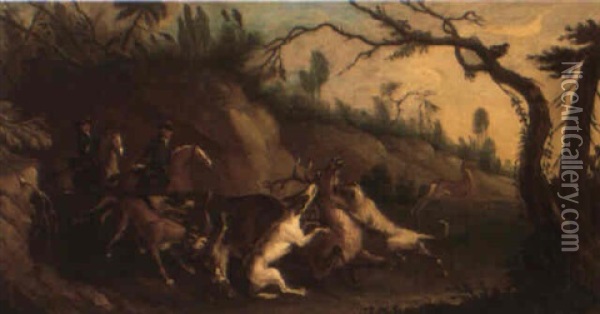 Hjortjakt Oil Painting - Johann Elias Ridinger