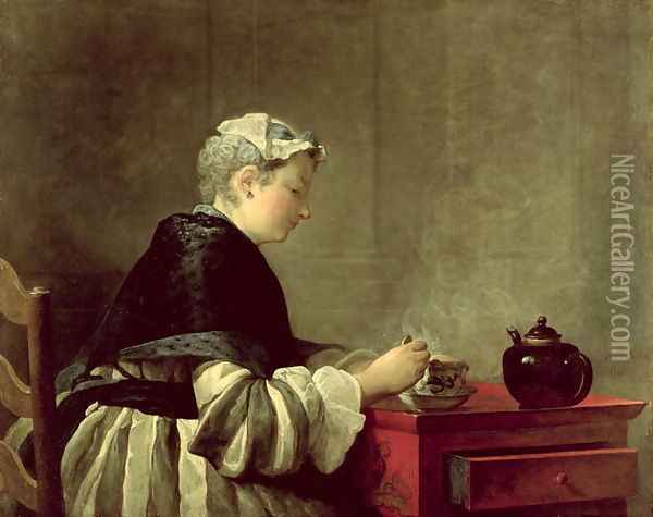 A Lady Taking Tea, 1735 Oil Painting - Jean-Baptiste-Simeon Chardin