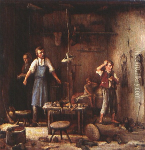 In Der Werkstatt Oil Painting - Friedrich Proelss