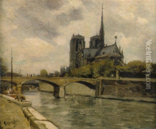 Notre Dame, Paris Oil Painting - Gustave Madelain