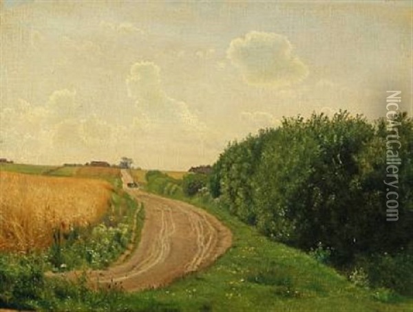 Lige Ud Af Landevejen Oil Painting - Vilhelm Peter Karl Kyhn