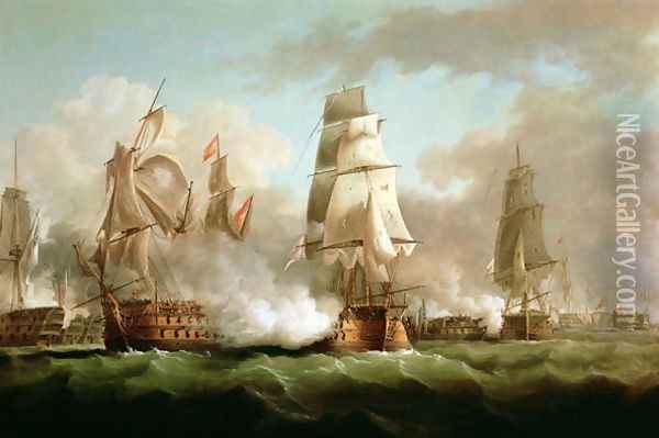 Neptune engaged, Trafalgar, 1805 Oil Painting - J. Francis Sartorius