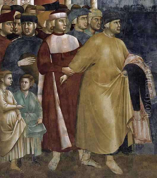 Legend of St Francis- 5. Renunciation of Wordly Goods (detail) 1297-99 Oil Painting - Giotto Di Bondone