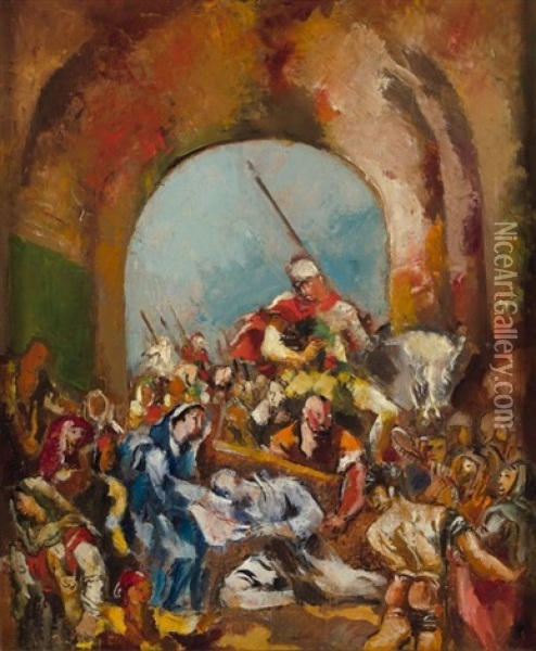 Scene Religieuse (sainte Veronique) Oil Painting - Charles Dufresne