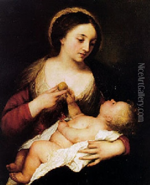 Madonna And Child Oil Painting - Antonio de Pereda y Saldago