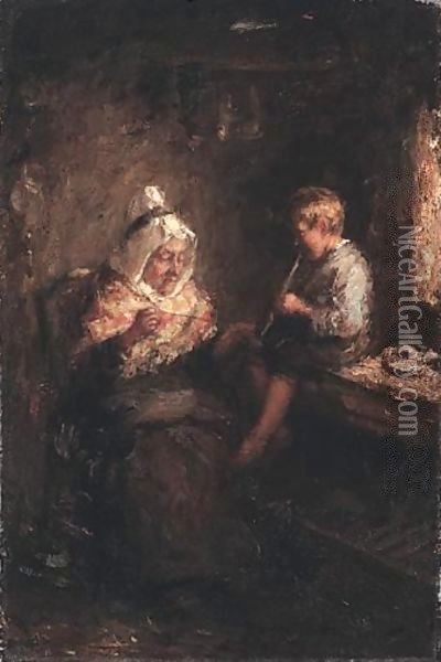 Work And Play Oil Painting - Robert Gemmell Hutchison