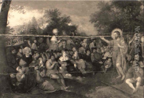 Christ Preaching To The Multitude Oil Painting - Gaspar van den Hoecke