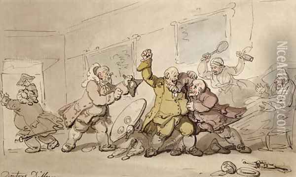 Doctors Differ Oil Painting - Thomas Rowlandson