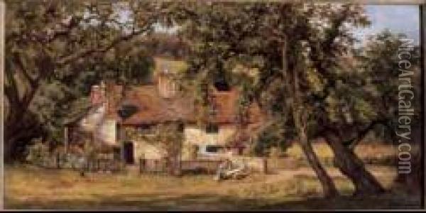 Farmstead, Surrey Oil On Canvas Oil Painting - Gertrude Spurr Cutts